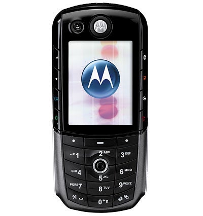 Front view of the Motorola E1000 mobile phone showing its display and keypad.