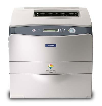 Epson Aculaser C1100 colour laser printer on a white background