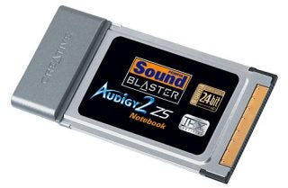 Product image of Creative Sound Blaster Audigy 2 ZS Notebook sound card with branding and 24-bit Advanced HD logo visible on the device.