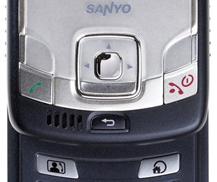 Close-up of the Sanyo S750 - Orange 3G Handset showing the navigation button and call keys.