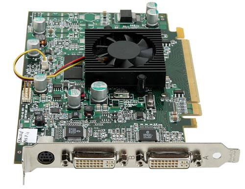 Matrox Parhelia APVe graphics card showing its ports, cooling fan, and circuitry components against a white background.