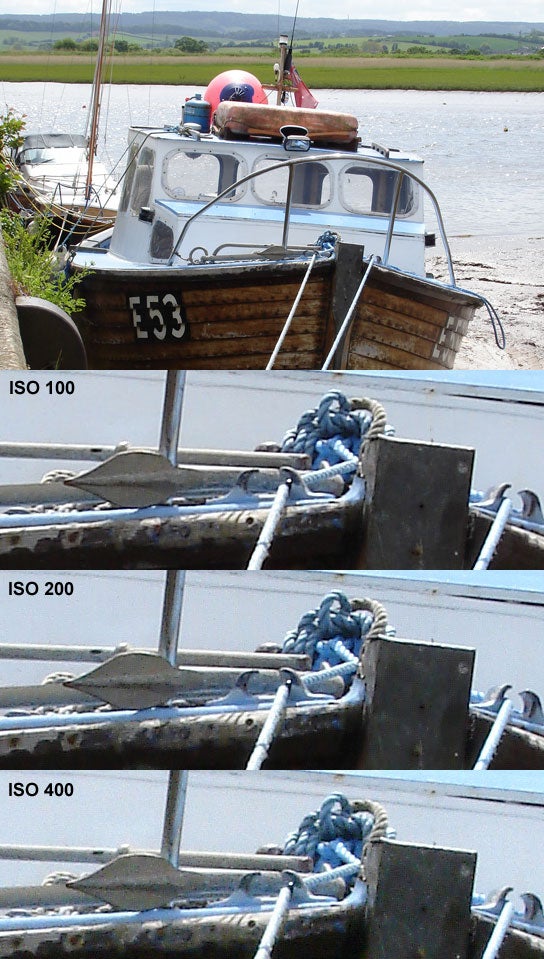 Comparison of photos at ISO 100, 200, and 400 settings.