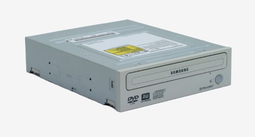 Samsung WriteMaster TS-H552 DVD Writer, a silver external disc drive with DVD R/RW labeling, and the WriteMaster logo on the front panel.