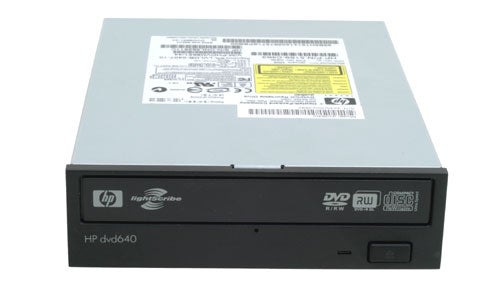 HP dvd640i DVD Writer - front view showing drive face with branding and disc compatibility logos.
