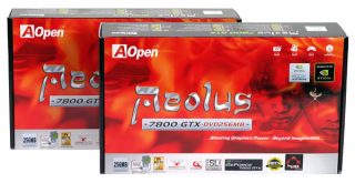AOpen Aeolus 7800 GTX graphics card packaging boxes.