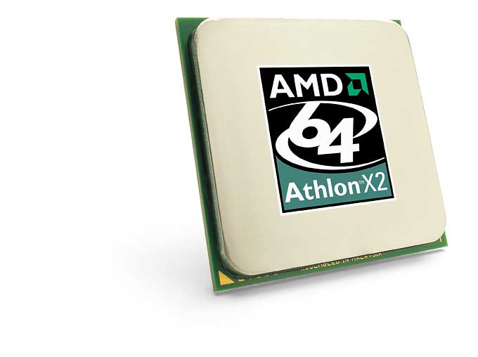 Angled view of an AMD Athlon X2 3800+ CPU with prominent branding on the heat spreader against a white background.