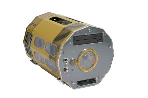 Product image of the Scan Isotope, showing its hexagonal shape and various ports and display screens.