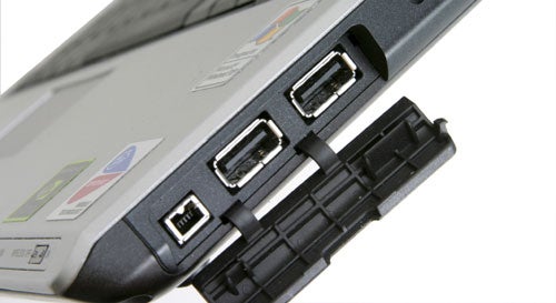 Close-up view of the Sony VAIO VGN-S4M/S laptop showing its side ports, including multiple USB ports and possibly other I/O connections.