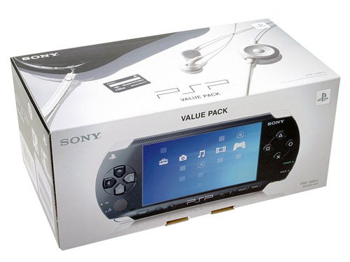 Sony PlayStation Portable (PSP) value pack product packaging box with a picture of the PSP device and accessories displayed on it.