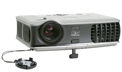 Dell 3400MP DLP projector with power cord on a white background.