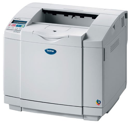 Brother HL-2700CN colour laser printer with logo visible, front view, showing paper tray and control panel.