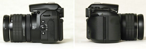 Fujifilm FinePix S9500 digital camera displayed from two angles, showing the lens, control buttons, and side profile.