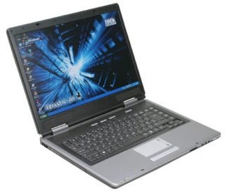 A Rock Pegasus 650 laptop computer opened and displaying its desktop screen with a wallpaper featuring the Rock Direct logo and the Pegasus 650 model name.