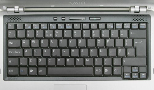 Sony VAIO S5VP laptop keyboard close-up view showing keys and branding.