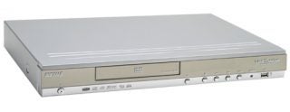 Buffalo Link Theater media player with DVD slot and front control buttons displayed on a white background.