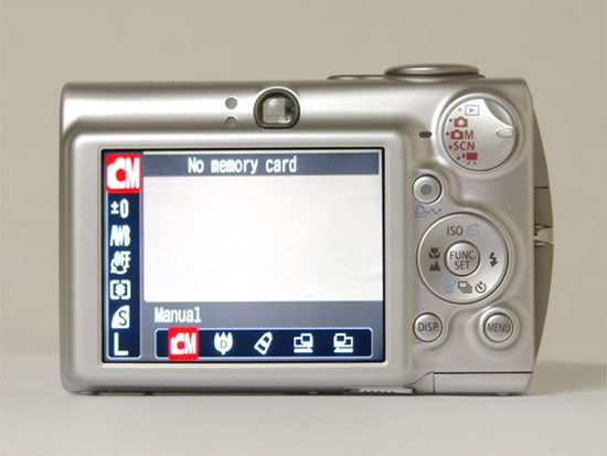 Canon Digital IXUS 750 camera displayed from the back showing the LCD screen with a 