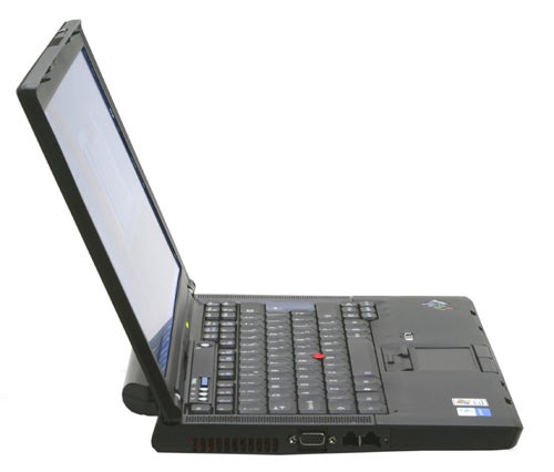 Lenovo ThinkPad Z60t 2513 laptop open at a 45-degree angle, showing the keyboard, trackpad, and screen on a white background.