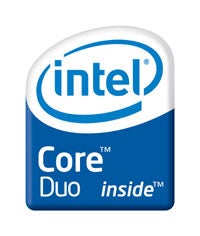 Intel Core Duo processor sticker indicating compatibility with Acer TravelMate 8204WLMi notebook.