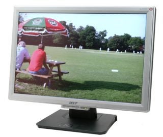 Acer AL2416WS 24-inch LCD monitor displayed with an image of people sitting on a bench watching a cricket match.