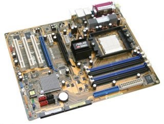 Asus A8R-MVP motherboard isolated on a white background.