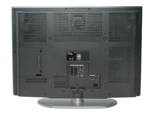 Rear view of a Sony Bravia KDLS40A12U LCD television showing the back panel with input-output ports and the stand.