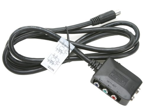 AV adapter with label on coiled cable