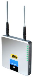 Linksys Wireless-G ADSL Gateway SRX200 with two antennas.