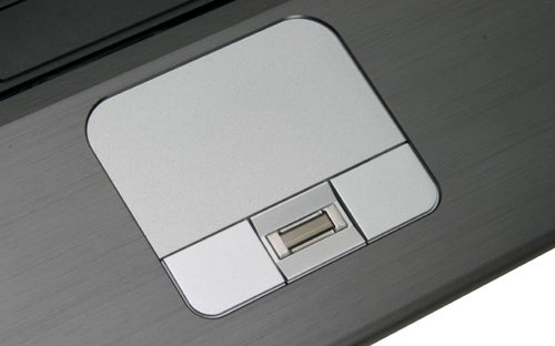 Close-up view of the touchpad and biometric fingerprint scanner on a Sony VAIO VGN-SZ1VP laptop.