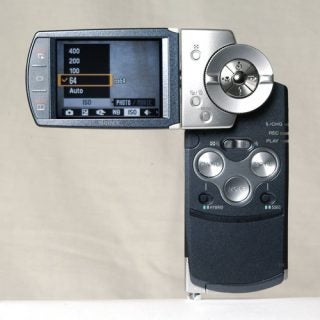 Sony Cyber-shot DSC-M2 digital camera open swivel screen.