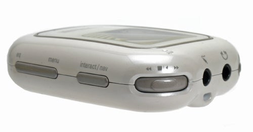 Sapphire Ivory 512MB MP3 player in a horizontal position showcasing its screen, control buttons, and circular navigation pad.