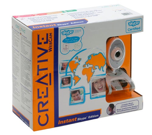 Creative WebCam Instant Skype Edition in its original packaging with the Skype certified logo and product images on the box.