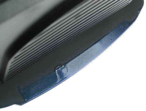 Close-up of a Wired2Fire Pyro 64-FX computer case edge showing the build quality and finish.
