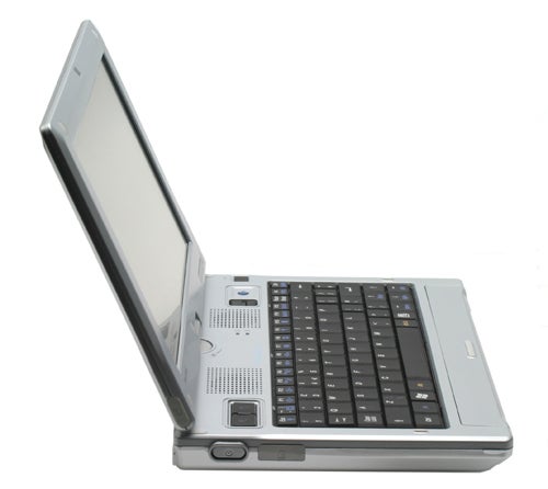 Dialogue Flybook convertible laptop with swivel screen in an open position on a white background.