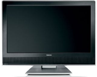 Toshiba 32WLT66 32-inch LCD television on a stand with a black bezel and the Toshiba logo centered below the screen.