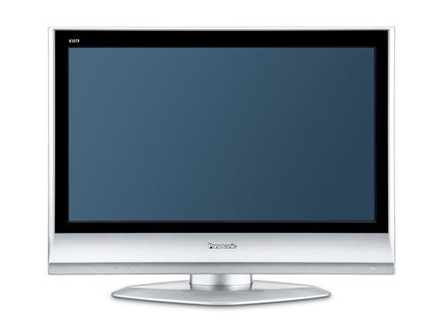 Panasonic TX-32LXD60 32-inch LCD TV with silver frame and stand, displaying a blank screen on a white background.