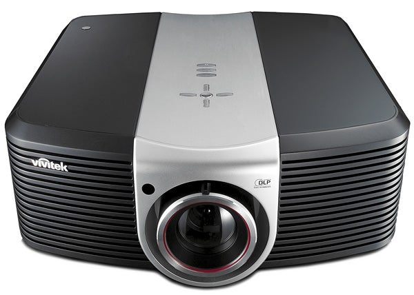 Vivitek projector with a silver and black design and a large lens at the front.