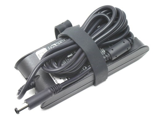 Dell Latitude D620 laptop power adapter with cable neatly wrapped and secured with a strap.