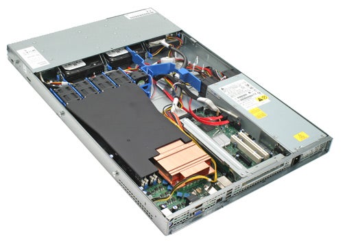 Internal components of Evesham Technology SilverEDGE 200NHR server.