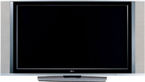 LG 50PX4D 50-inch plasma TV with a widescreen display, black bezel, and silver stand.