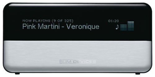 Slim Devices Squeezebox digital music player displaying track information 