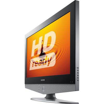 Samsung LE26R41BDX 26-inch LCD television with HD Ready logo displayed on screen, featuring a silver bezel and stand.