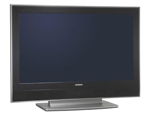 Hitachi 37LD6600 37-inch LCD TV on a silver stand with a black frame and screen turned off.