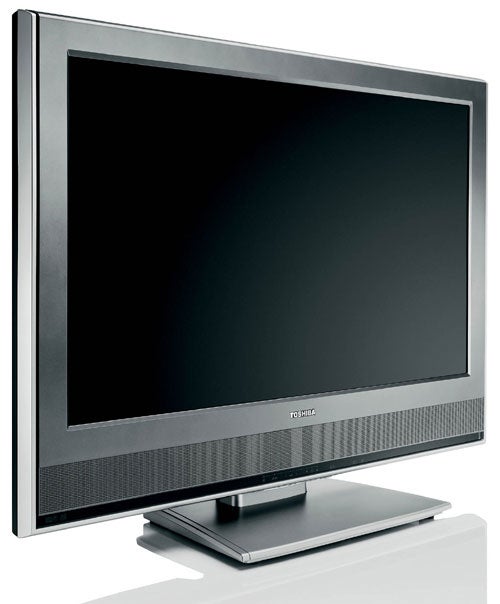 Toshiba 37WL66 37-inch LCD TV with black bezel, speakers at the bottom, and a silver stand.