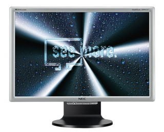 NEC MultiSync 20WGX2 20.1-inch widescreen LCD monitor displaying cosmic themed wallpaper with 