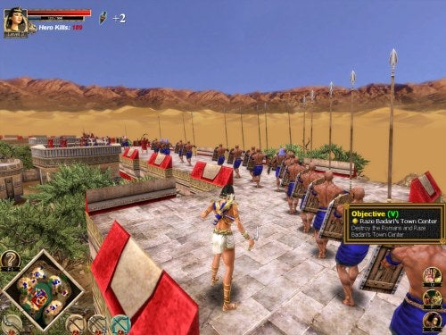Screenshot of gameplay from Rise and Fall: Civilizations at War showing a hero character with a 