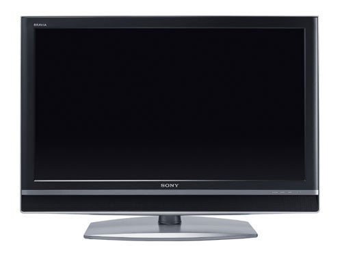 Sony Bravia KDL-V2000 40-inch LCD television on a white background, displaying a blank screen with the Sony logo at center bottom, and a silver stand.