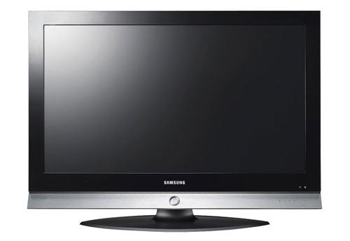 Samsung LE46M51B 46-inch LCD television on a stand with a black bezel and silver accent along the bottom edge displaying a blank screen.