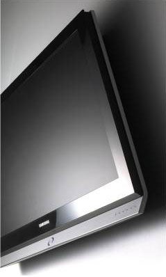 Side view of a Samsung LE46M51 46-inch LCD TV showing the screen and part of the silver bezel with the Samsung logo visible.