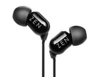 Creative Zen Aurvana in-ear headphones with black finish and Zen branding on side.
