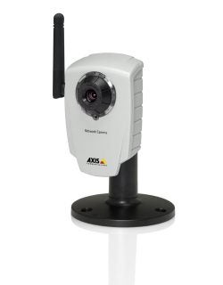 Axis Communications 207W Network Camera on stand with antenna.